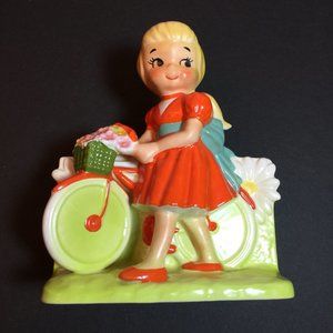 CLOSET CLOSING SALE! Vintage MCM Planter Vase Girl Bicycle Home Decor